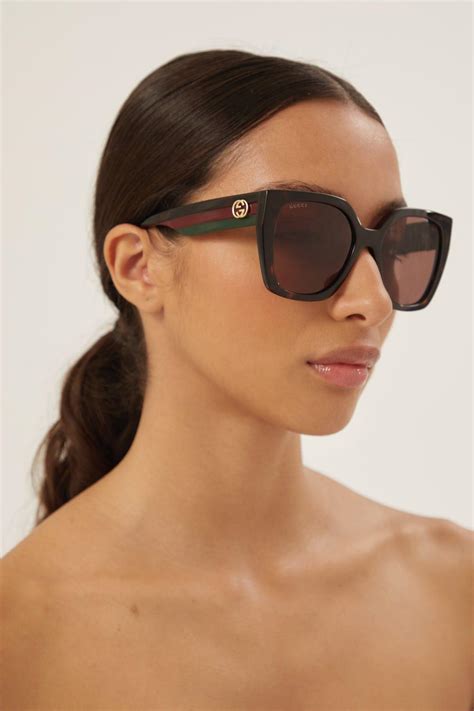 gucci dark havana sunglasses|gucci oversized square sunglasses.